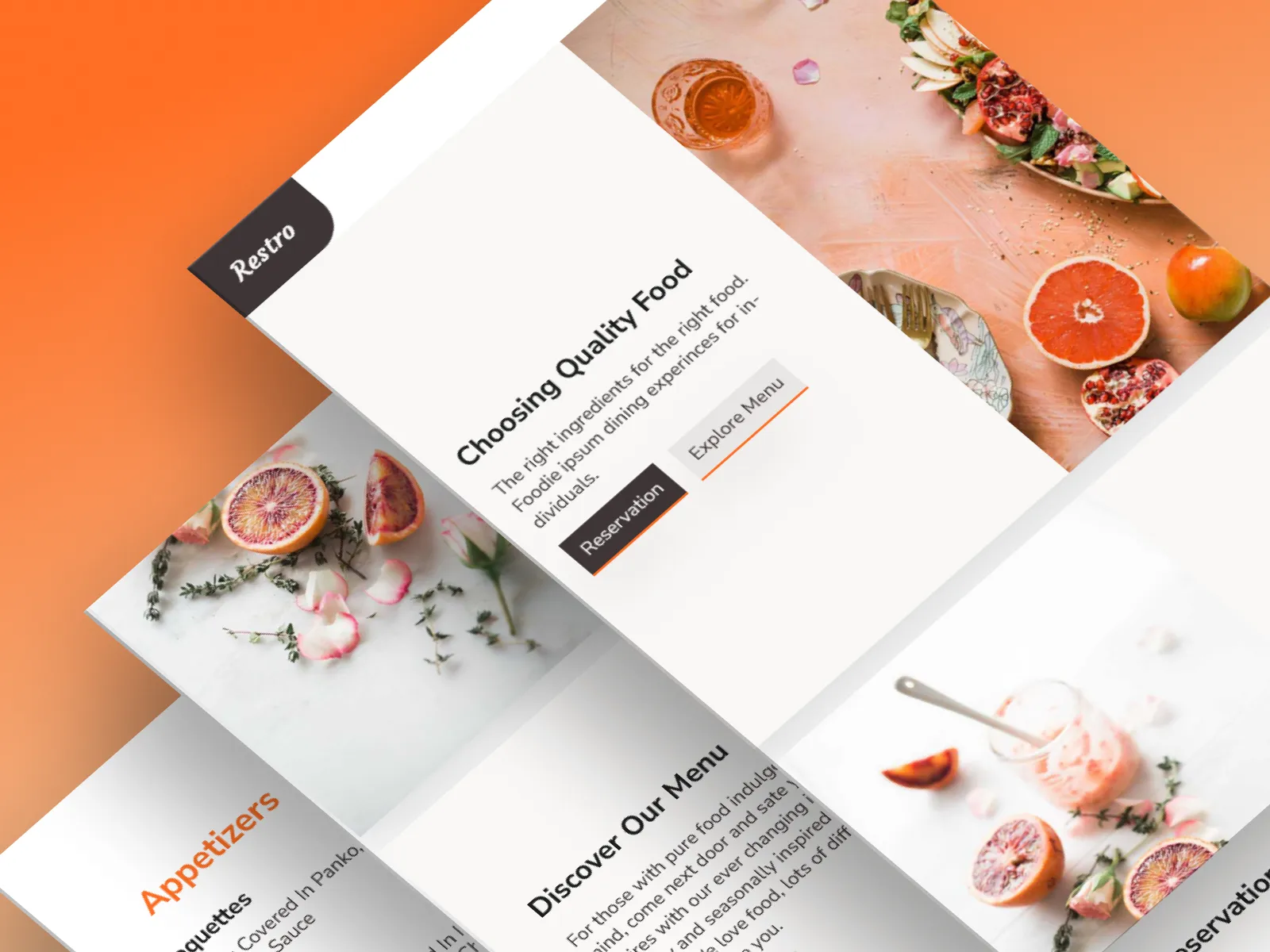 A preview of Restro website